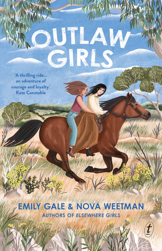 The cover of a children's novel: Outlaw Girls